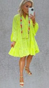 LUNA NEON BRODERIE DRESS - LEMON POP Dresses Noeline 