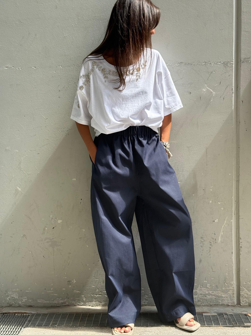 THE ELODIE TROUSERS - NAVY Bottoms, Jeans & Skirts Goldie S 