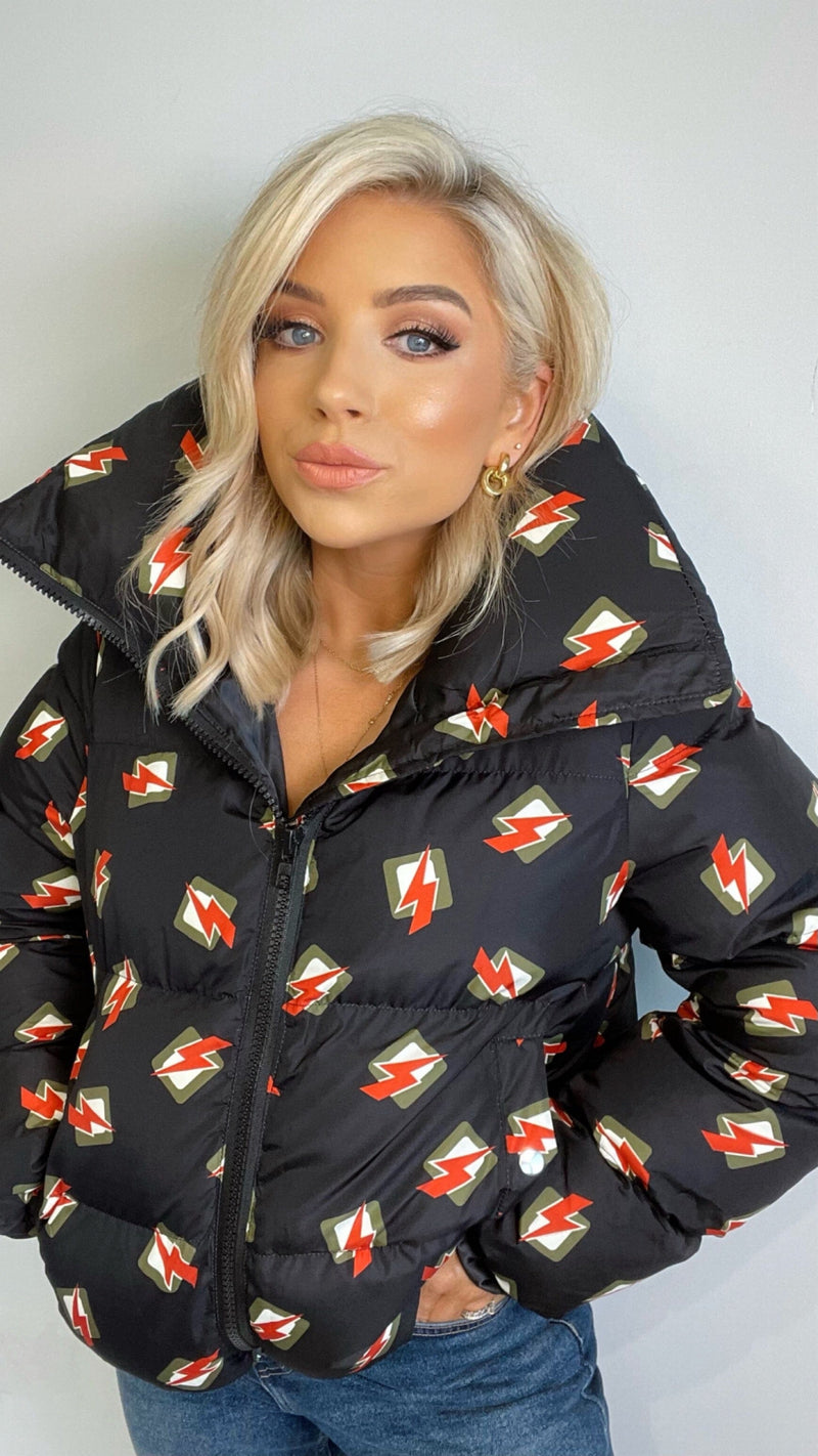 BOLT PUFFER JACKET - BLACK Coats & Blazers Minueto 