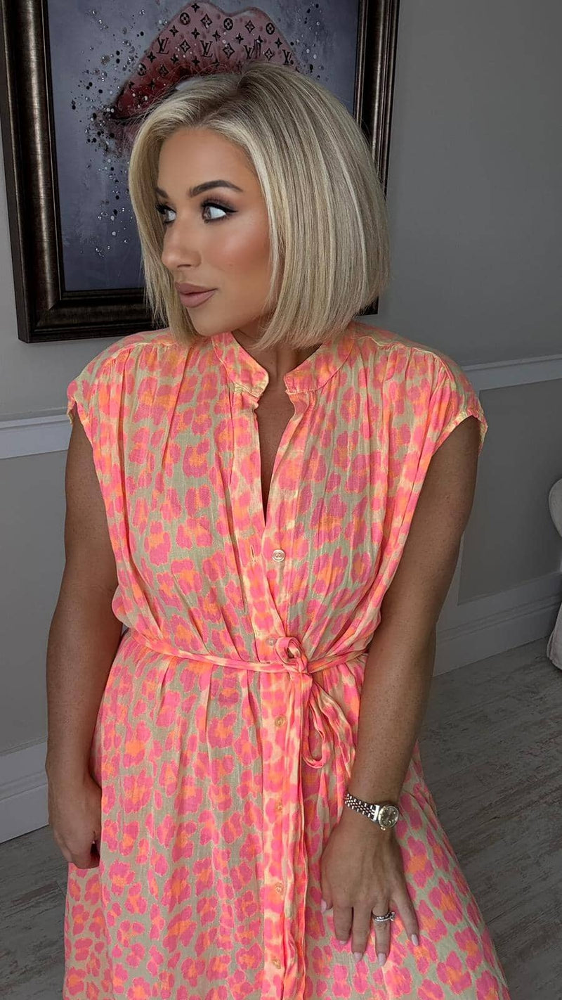 LUCIA DRESS - NEON ANIMAL PRINT Dresses Neline 