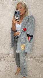 THE ICON EDIT BLAZER - GREY PINSTRIPE Coco Boutique 