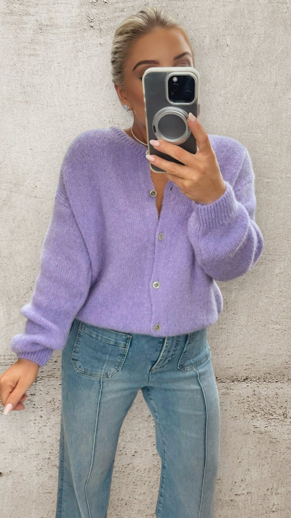 THE AURORA ALPACA CARDI - LILAC Knitwear Le Point Parisien 
