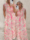 MIRA PASLEY DRESS - BRIGHT PINK/CREAM Dresses Orlinn 