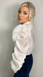 ALICE PUFF SLEEVE BLOUSE - WHITE Tops & Jumpers Paris - Azaka 