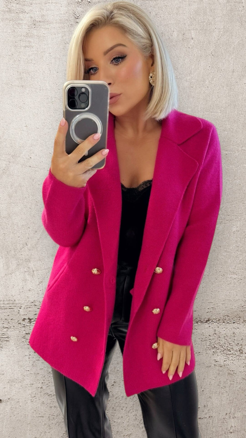 THE VALENTINA FUCHSIA KNIT CARDIGAN Coats & Blazers Goldie S 