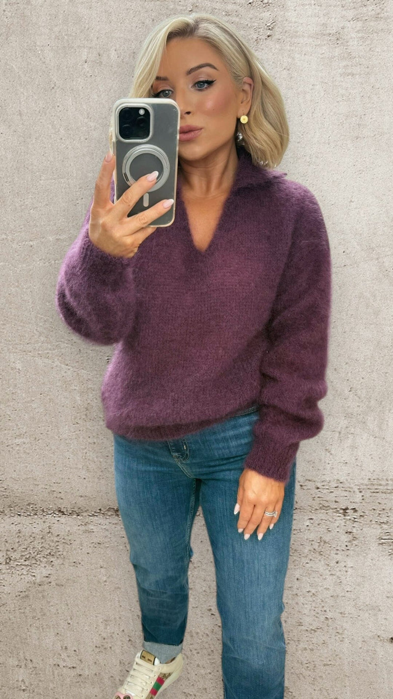 THE AMARA MOHAIR KNIT - PLUM Knitwear Neline 