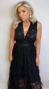 ELENA TULLE LAYER DRESS - BLACK Coco Boutique 