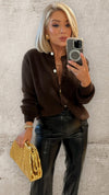 THE DAHLIA CARDI - CHOCOLATE Knitwear Neline 