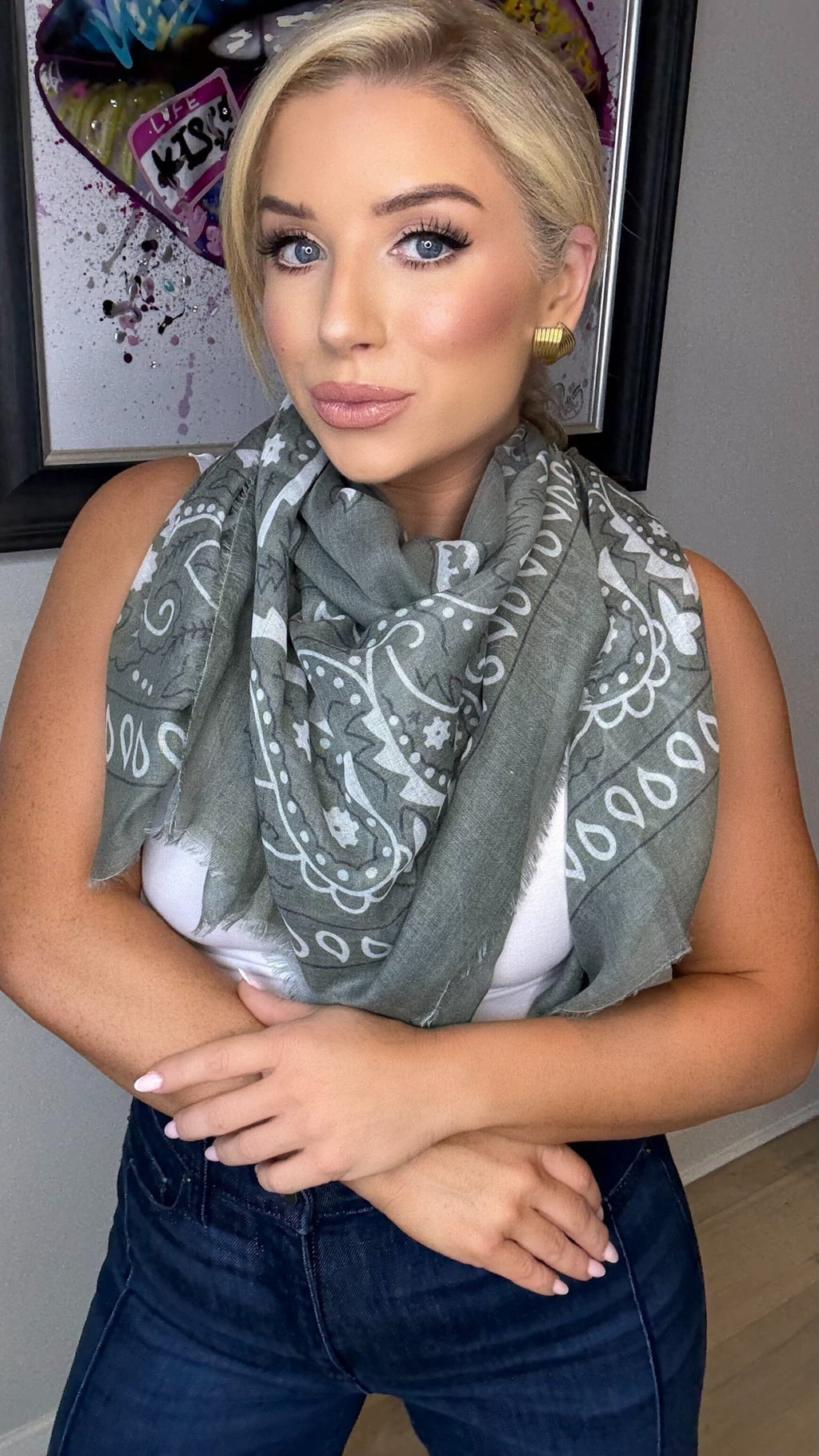 THE PAISLEY SCARF - KHAKI Jewellery & Accessories Coco Accessories 
