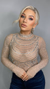RILEY RHINESTONE BODYSUIT - NUDE Tops & Jumpers Coco Boutique 