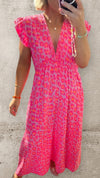 LILA ANIMAL PRINT DRESS - NEON PINK/LILAC Dresses Noeline 