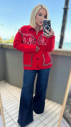 THE BANDANA LUXE JACKET - RED Knitwear Oreline 