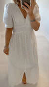 MARBELLA COTTON ANGLAISE DRESS - WHITE Dresses Orlan 