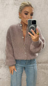 THE ÉLISE MOHAIR CARDIGAN- TAUPE Knitwear Goldie S 