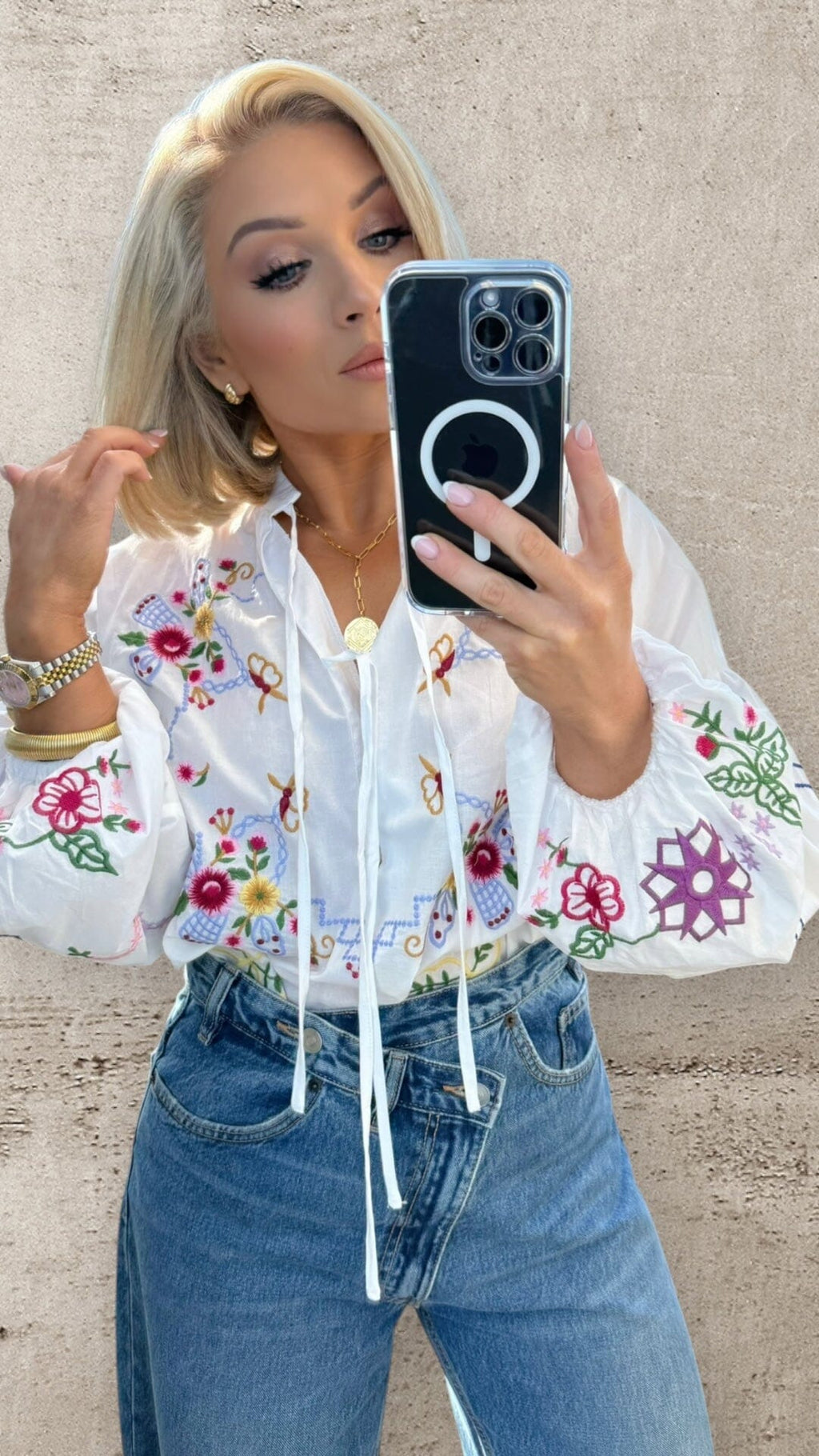 BOHO BLOOM EMBROIDERED SHIRT Coco Boutique 