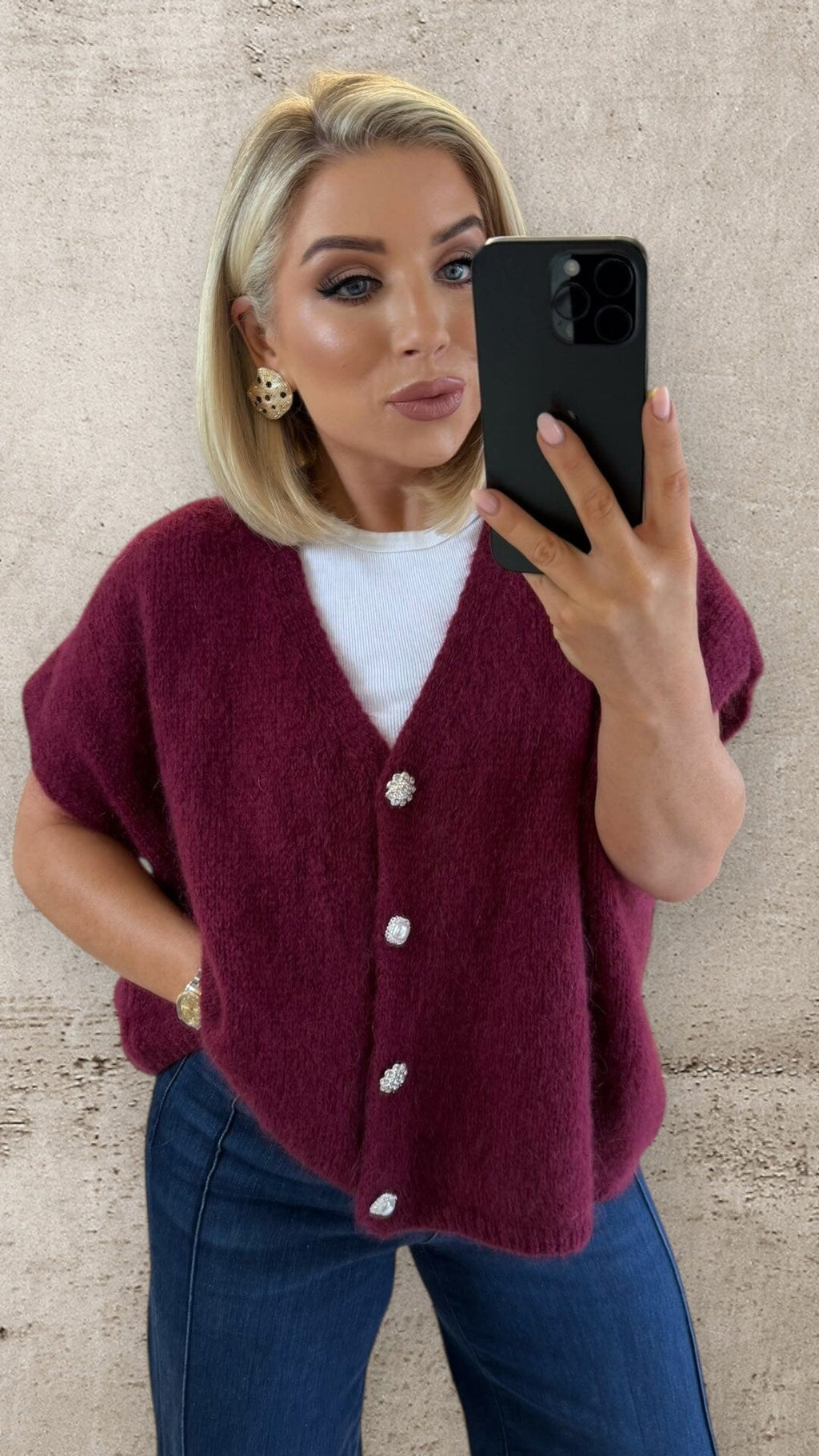 THE CAMILLE CARDIGAN - BORDEAUX Knitwear Gigi Lu 