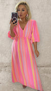 THE CALYPSO DRESS - PINK/ORANGE Dresses Coco Boutique 