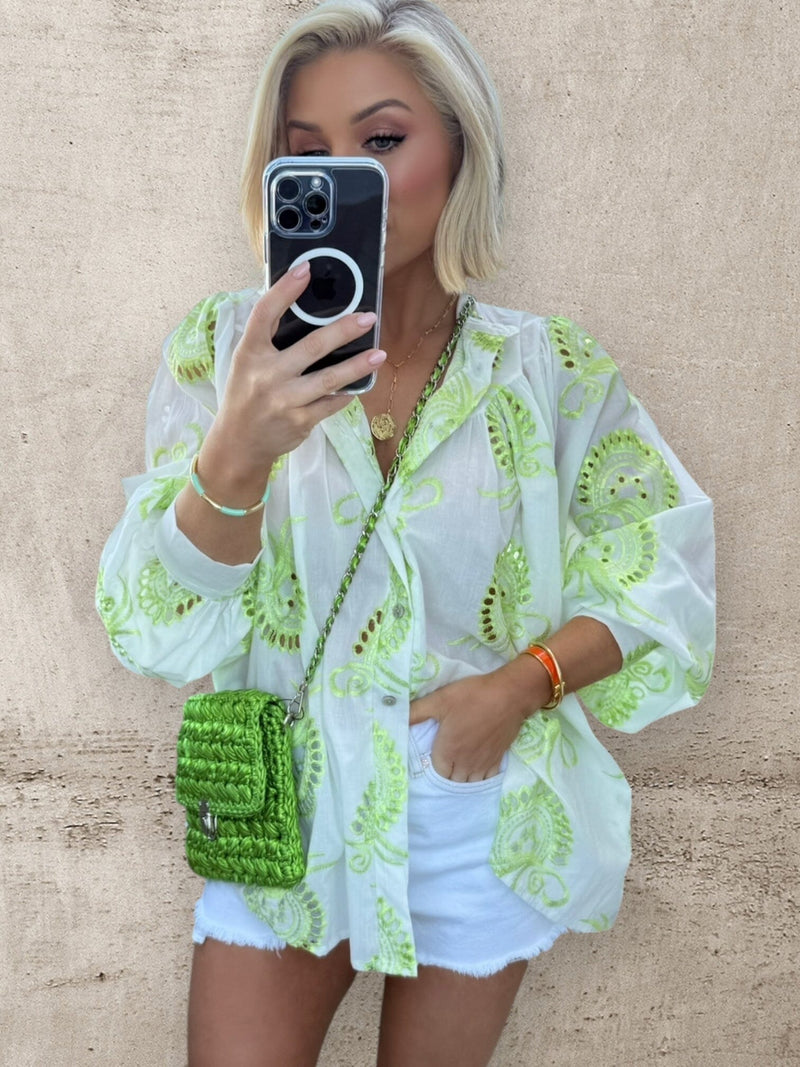 LIME LUXE COTTON SHIRT 🍋‍🟩 Coco Boutique 