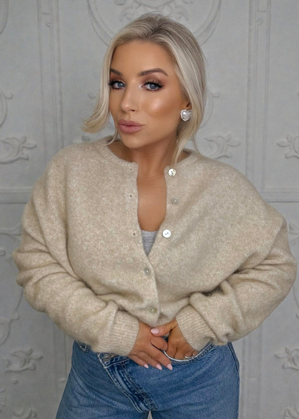 THE ESSIE CARDIGAN - OATMEAL Knitwear Mayeli 