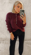 THE ALPINE HALF BUTTON - BORDEAUX Knitwear Le Point Parisien 