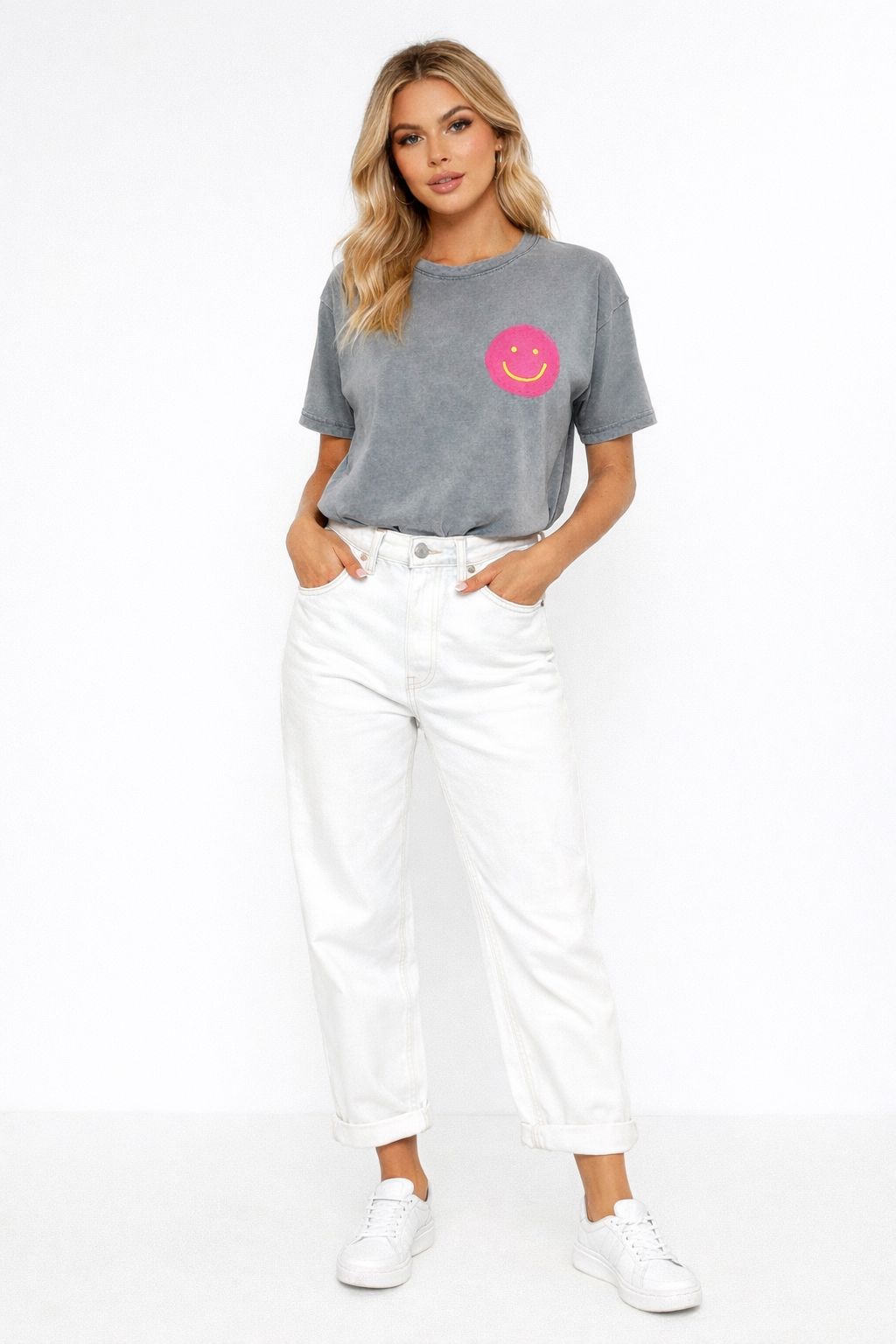 SMILEY TEE - VINTAGE GREY Tops & Jumpers Lumana 