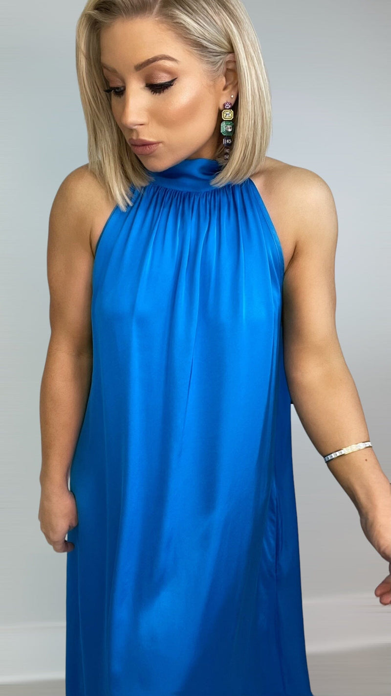 CAROLINA SILKY DRESS - ELECTRIC BLUE Coco Boutique 