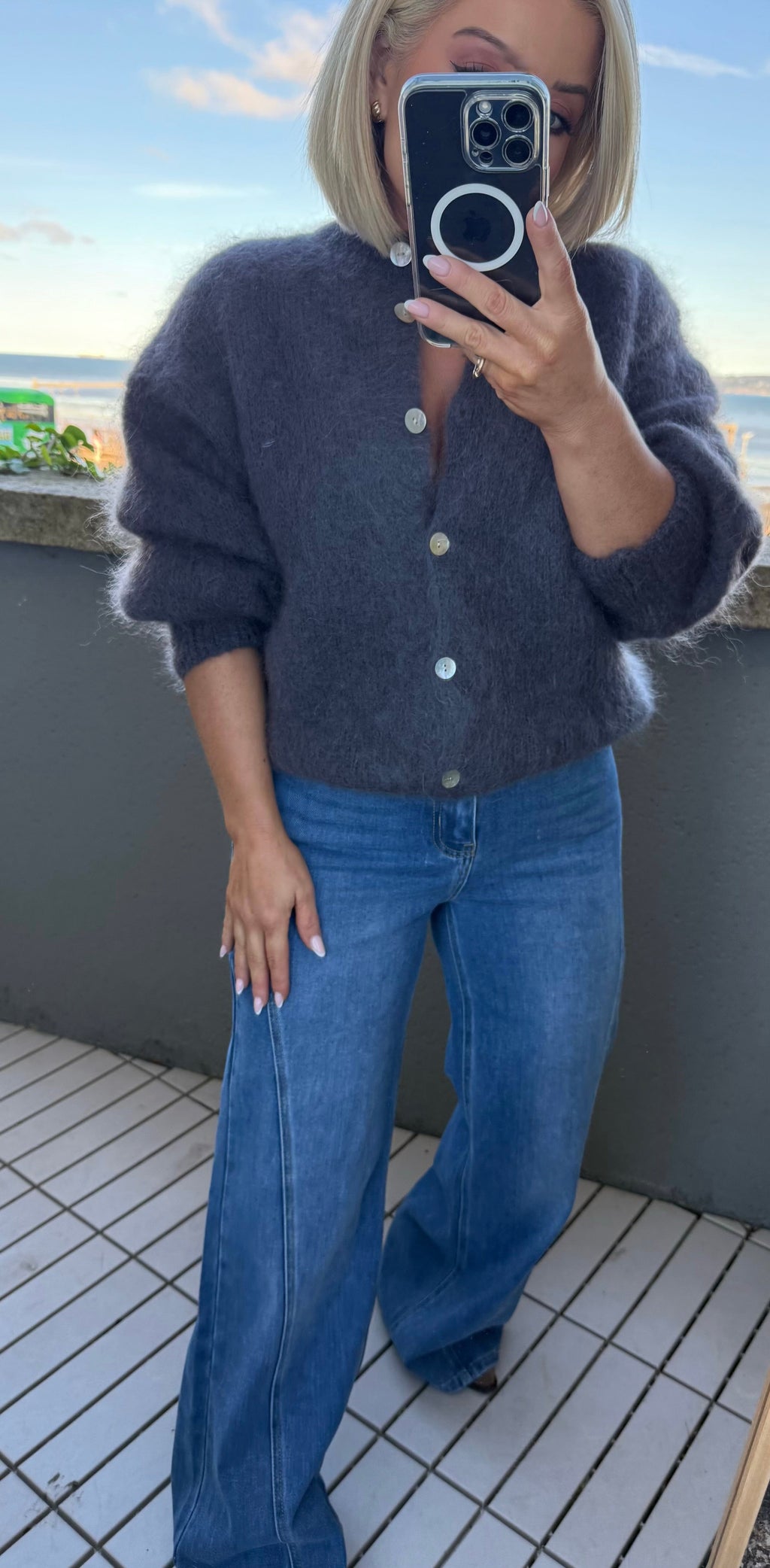 THE ÉLISE MOHAIR CARDIGAN- CHARCOAL Knitwear Goldie S 