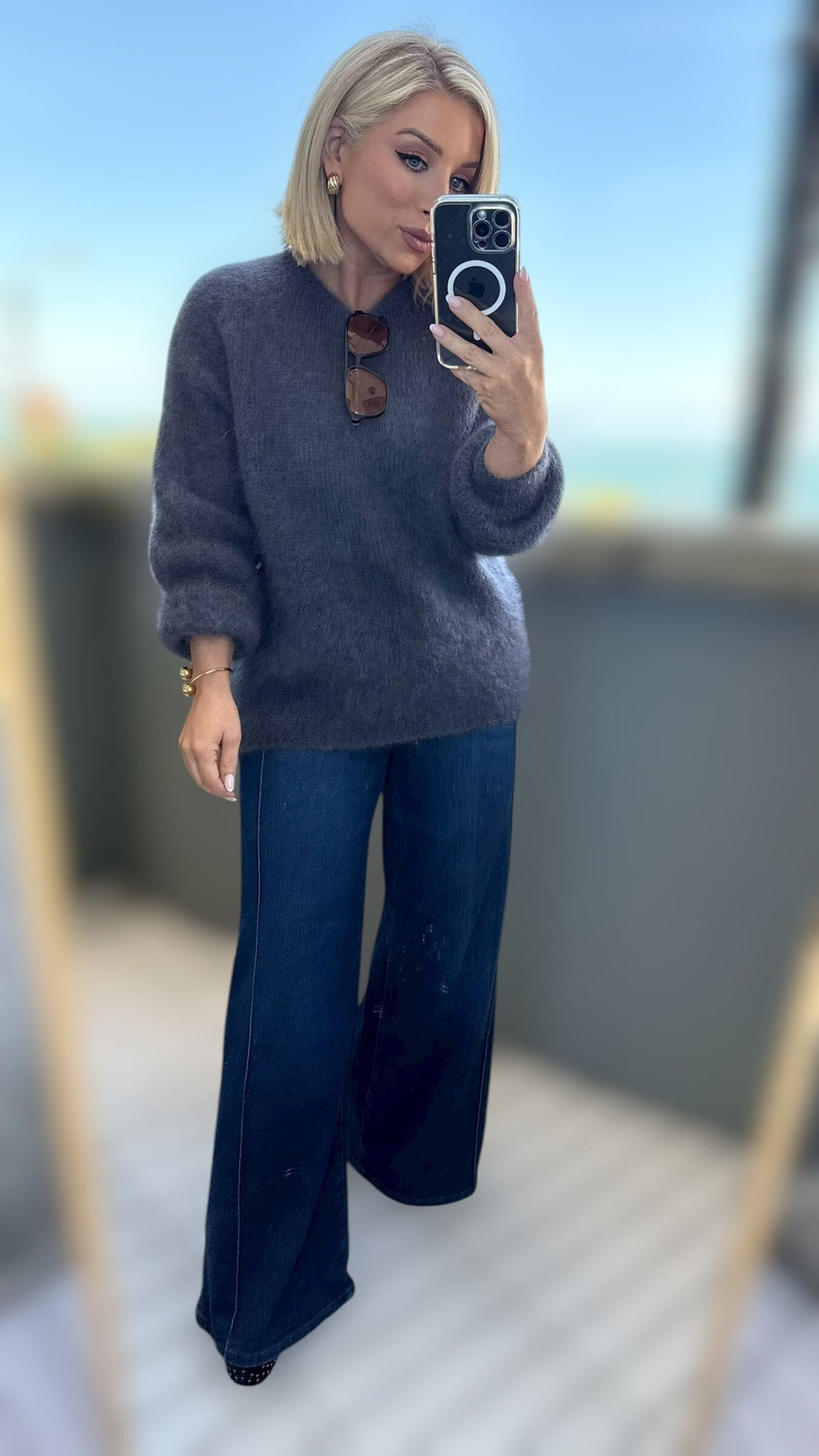 THE AMARA MOHAIR LUXURY KNIT - SLATE Knitwear Gigi Lu 