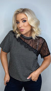 MARGE STRIPED LACE TEE Tops & Jumpers Agnes 