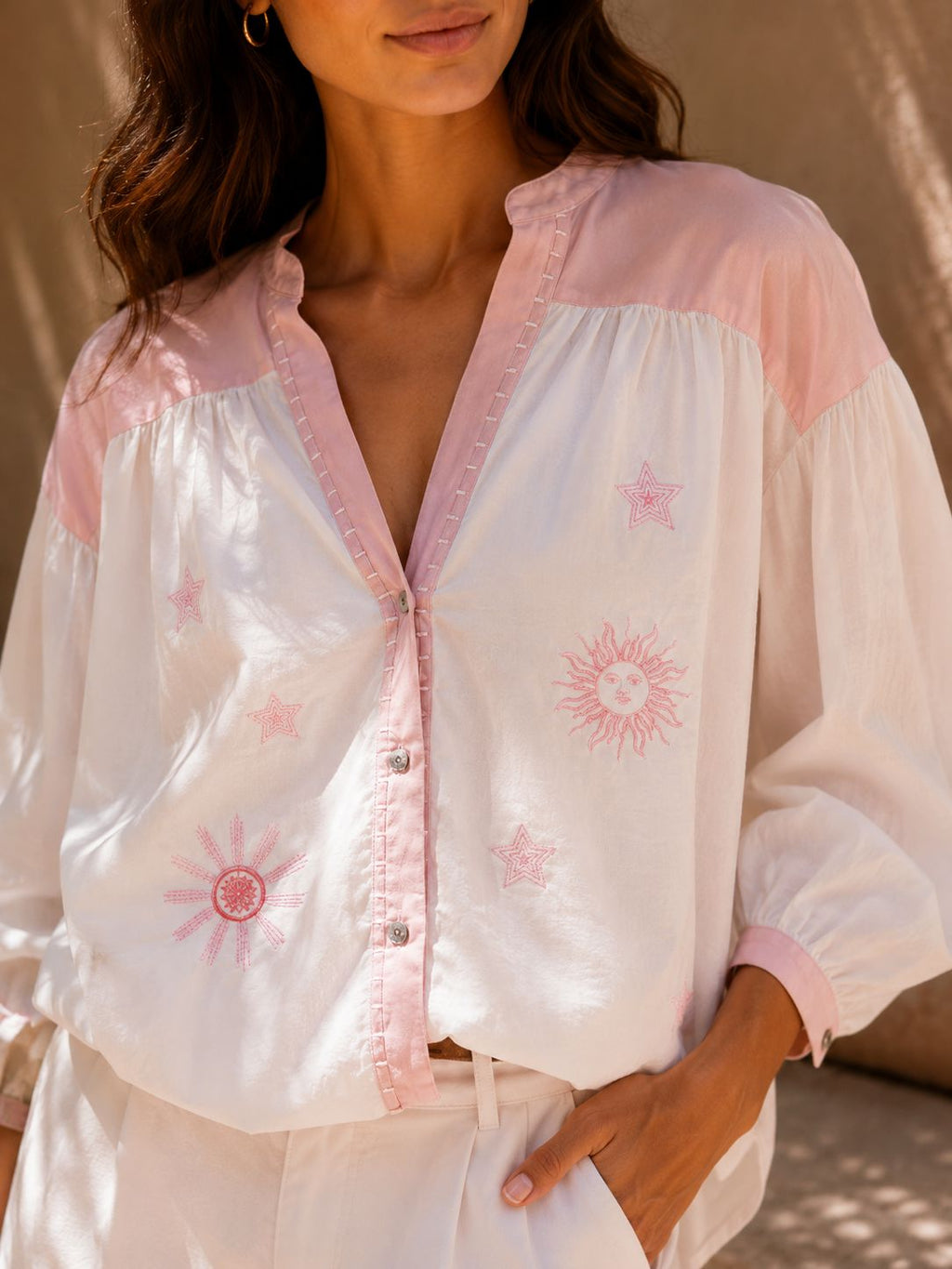 THE CELESTIA BLUSH EMBROIDERED SHIRT (Copy) Coats & Blazers Avril Vin 