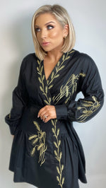 LYNNE EMBROIDERED WRAP DRESS - BLACK Coco Boutique 