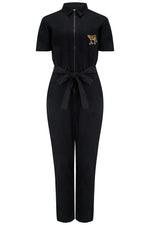 BONNIE BOILERSUIT - BLACK & LEOPARD Dresses Sugarhill 