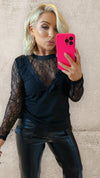 THE RENEÉ LACE TOP - BLACK Tops & Jumpers Agnes 
