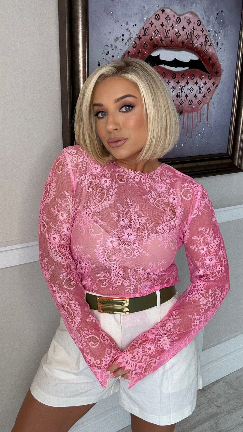 THE LUMEN LACE TOP - FLUO PINK Tops & Jumpers Coco Boutique 