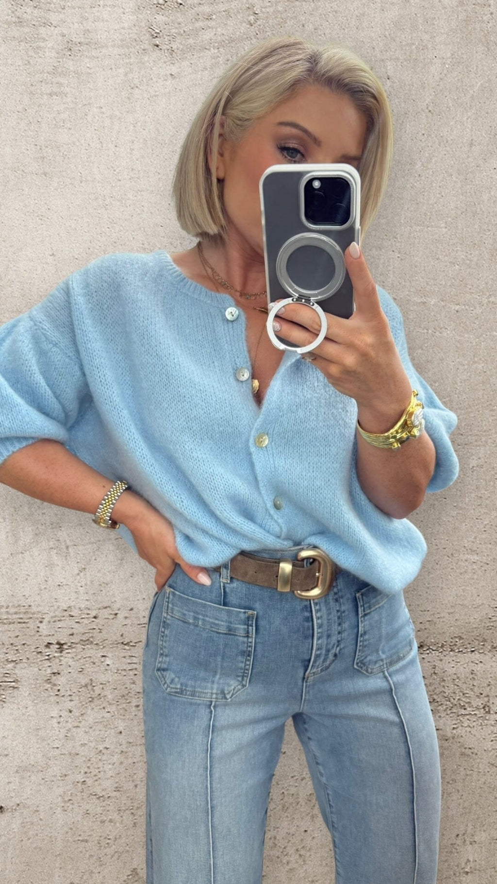 BABY BLUE HAZE KNIT Tops & Jumpers CG Luxe 