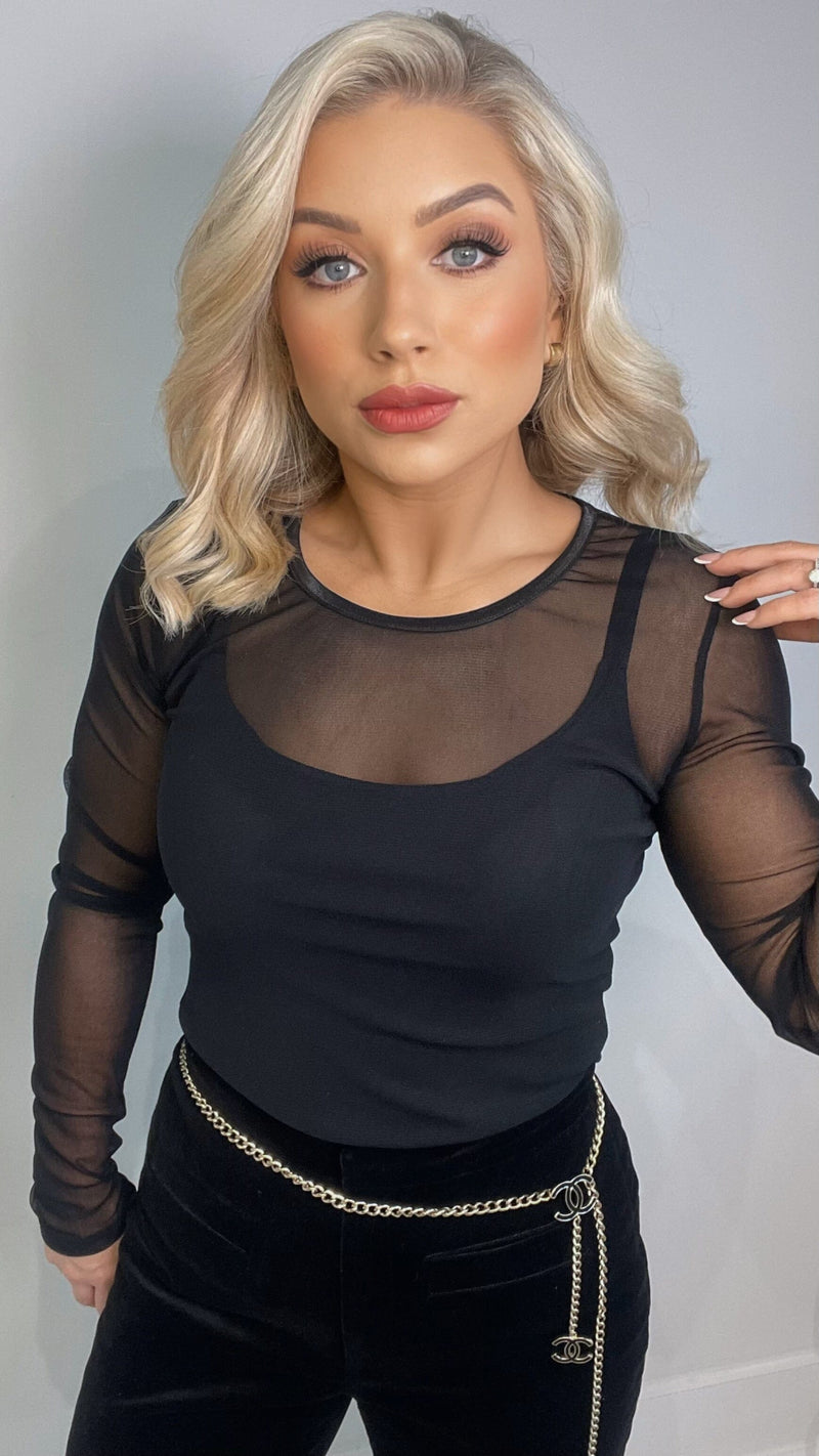 THE ECLIPSE MESH TOP - BLACK Tops & Jumpers Avril Vin 