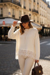 THE PARISIENNE LACE TRIM KNIT - CREAM Coats & Blazers Goldie S 