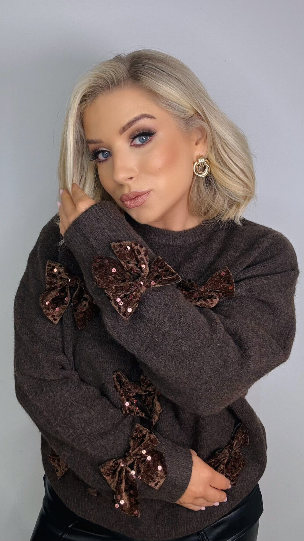 THE COCOA VELVET BOW KNIT Knitwear Neline 