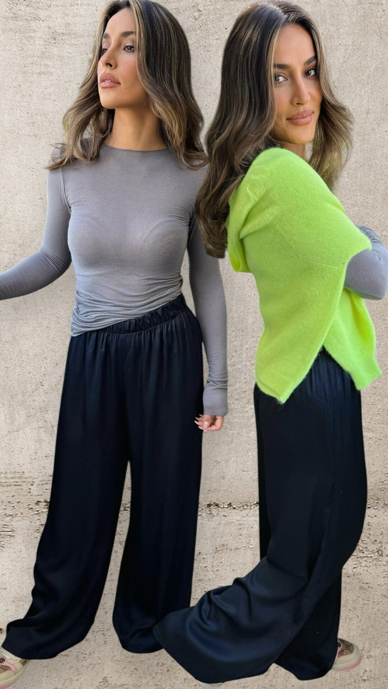 THE SILKY LUXE PALAZZO TROUSERS-NAVY
