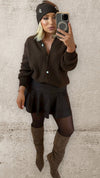 THE DAHLIA CARDI - CHOCOLATE Knitwear Neline 