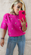 CRYSTAL BLOSSOM KNIT - FUSCHIA Knitwear Agnes 