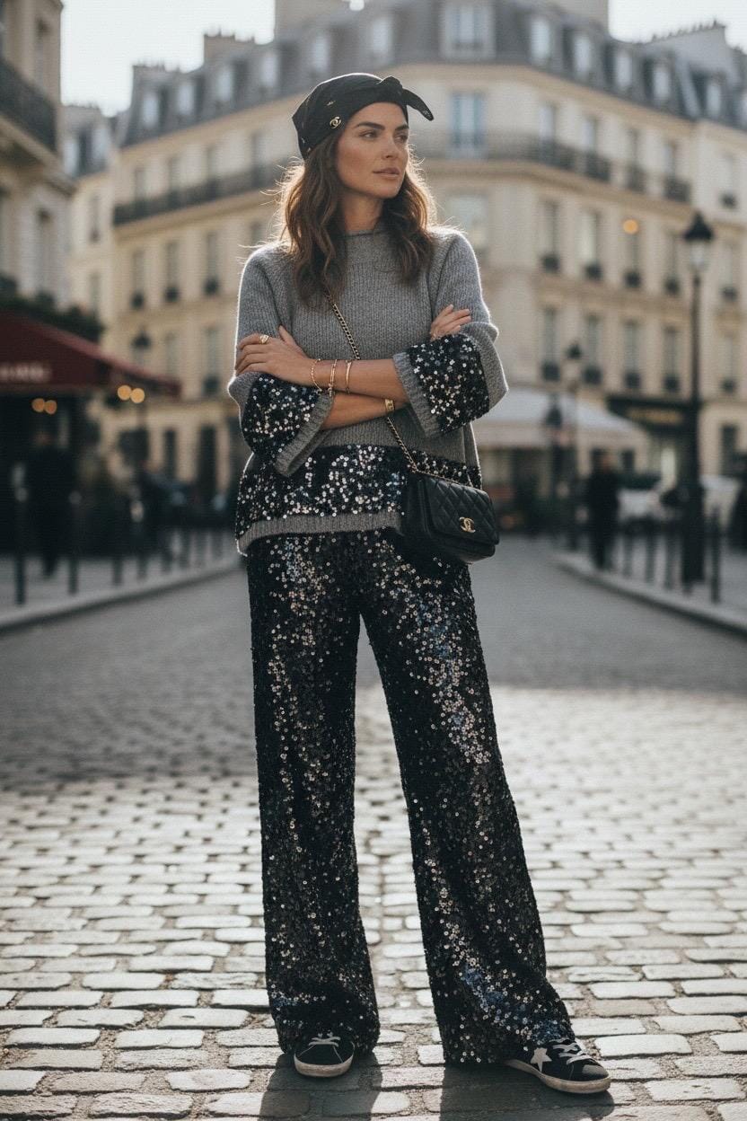 BLACK SEQUIN KNIT Knitwear Avril Vin 