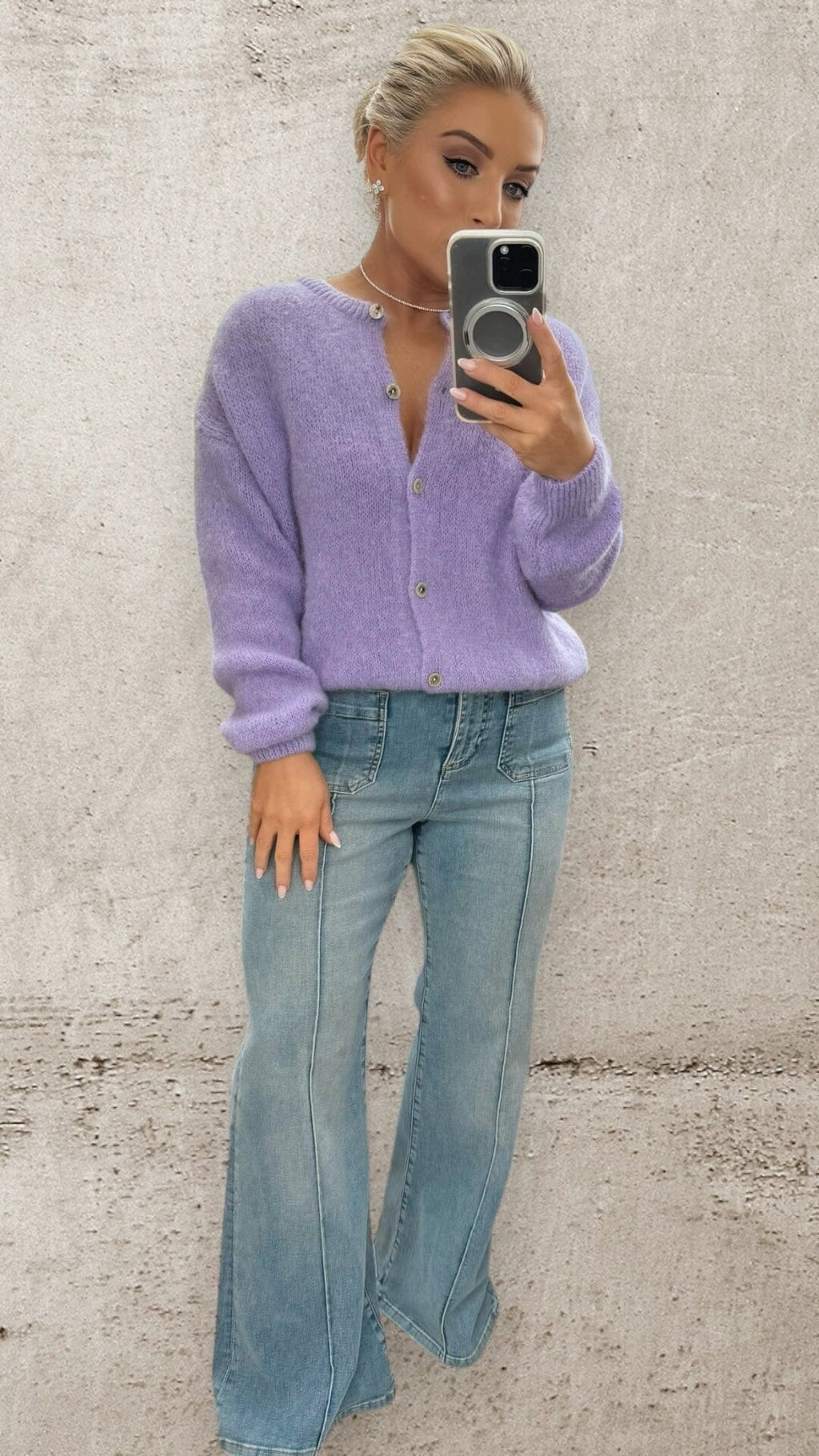THE AURORA ALPACA CARDI - LILAC Knitwear Le Point Parisien 