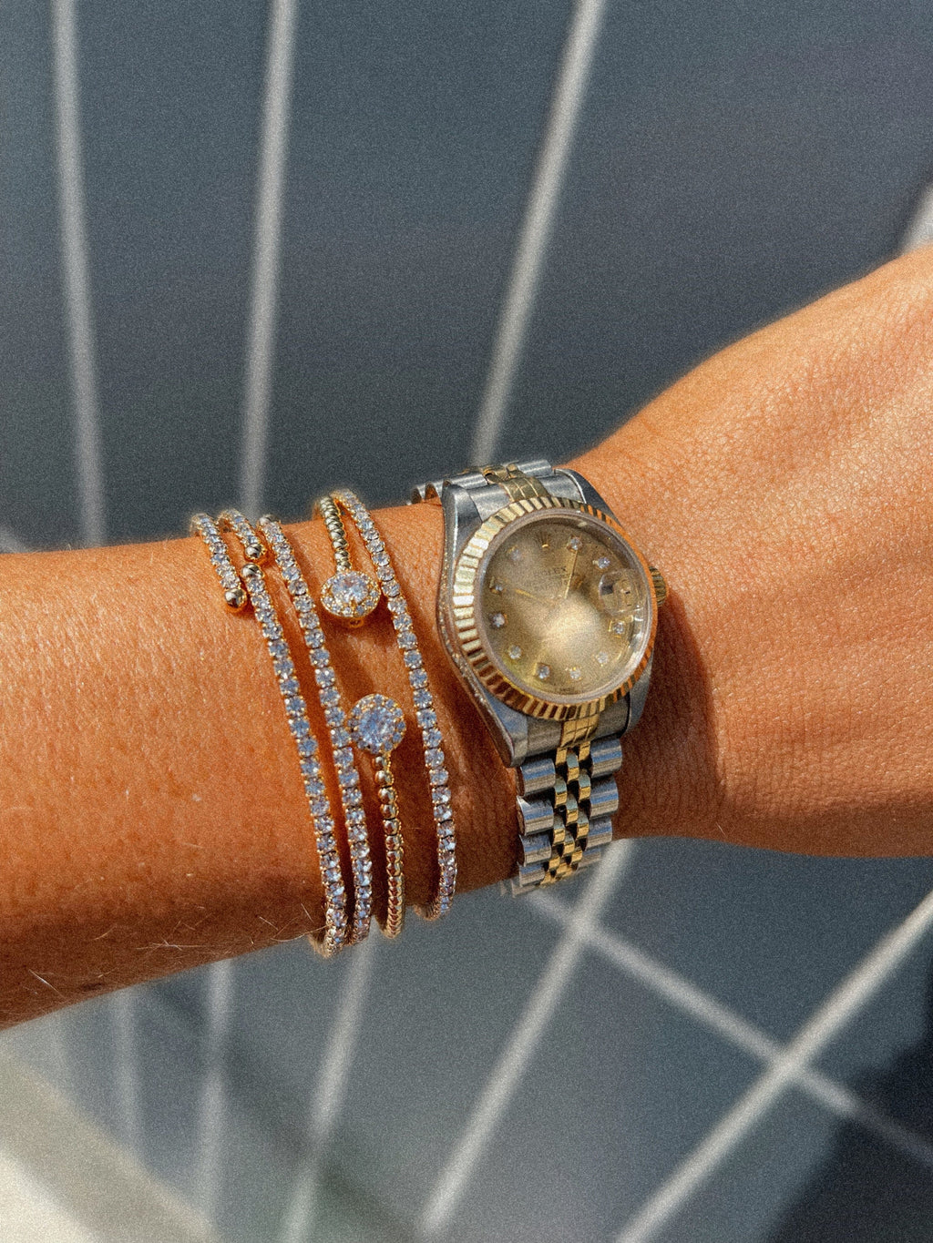 LIV DOUBLE SOLIARE BANGLE - GOLD & SILVER Coco Boutique 