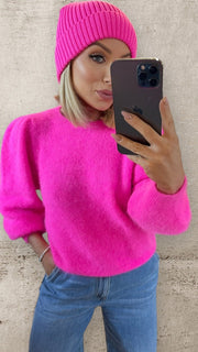 THE PETRA SWEATER - NEON PINK Knitwear Gigi Lu