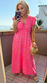 LILA ANIMAL PRINT DRESS - NEON PINK/LILAC Dresses Noeline 