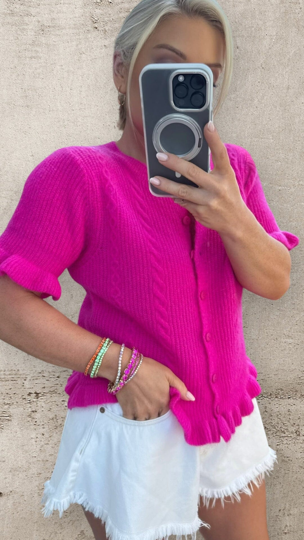 THE LOTTIE CARDIGAN - MAGENTA Knitwear Coco Boutique 