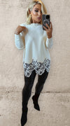 BELLE LACE TRIM SWEATER - CREAM Knitwear Charmell 