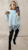 BELLE LACE TRIM SWEATER - CREAM Knitwear Charmell 