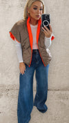 HARPER REVERSIBLE QUILTED JACKET - TAUPE/ NEON ORANGE Coats & Blazers Coco Boutique 